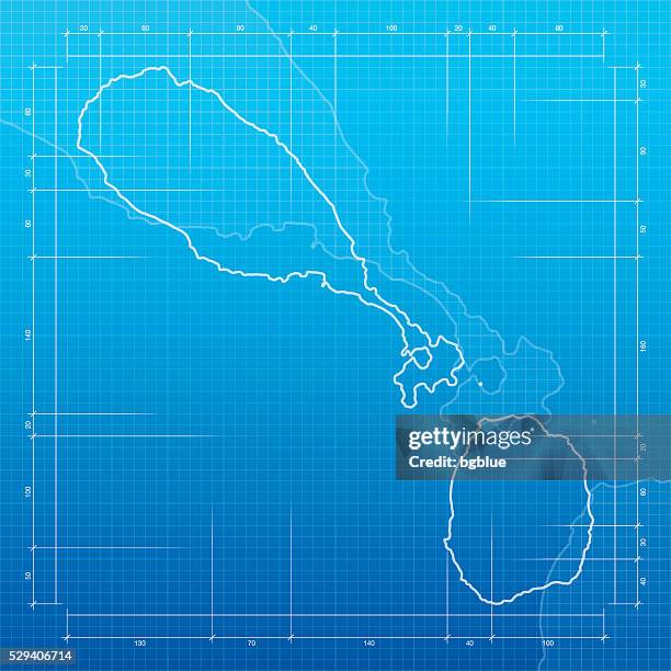 saint kitts and nevis map on blueprint background - st kitts stock illustrations