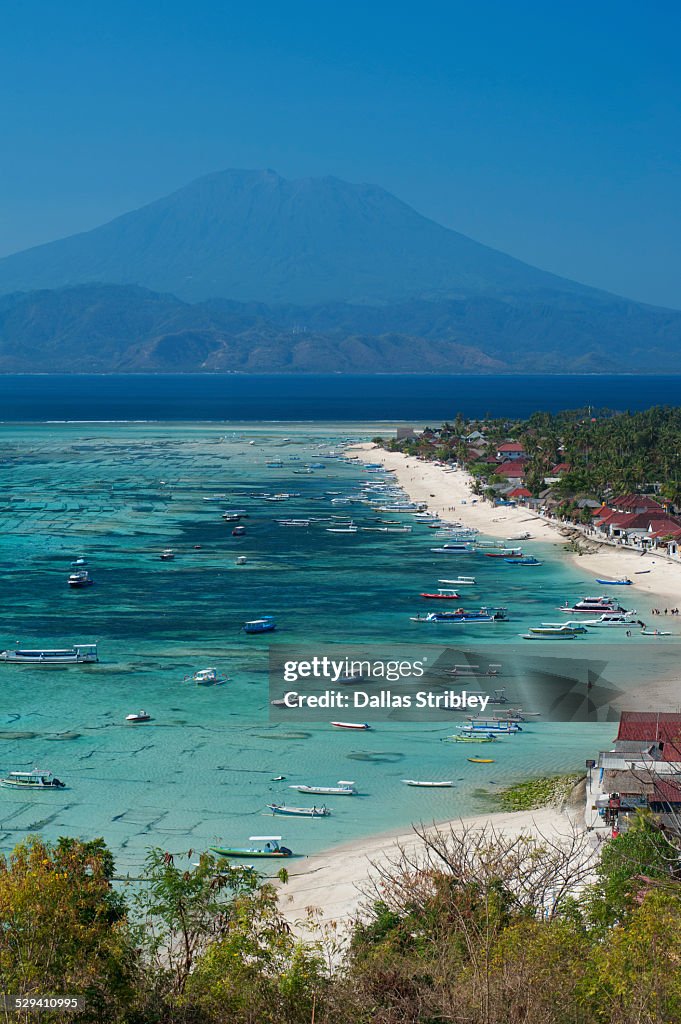 View from Nusa Lembongan to Bali's Mt Agung