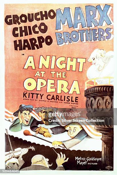 Poster for the 1935 Marx Brothers comedy, 'A Night At The Opera', directed by Sam Wood.