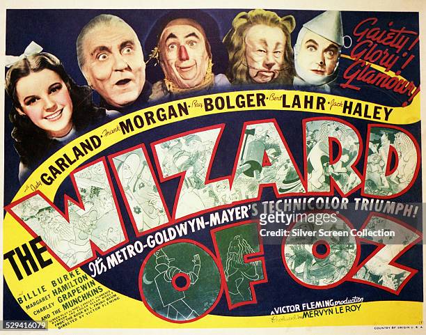 Poster for Victor Fleming's 1939 musical fantasy 'The Wizard Of Oz', starring Judy Garland, Frank Morgan, Ray Bolger, Bert Lahr and Jack Haley.