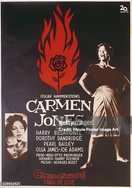 Poster for Otto Preminger's 1954 drama 'Carmen Jones' starring Harry Belafonte and Dorothy Dandridge.