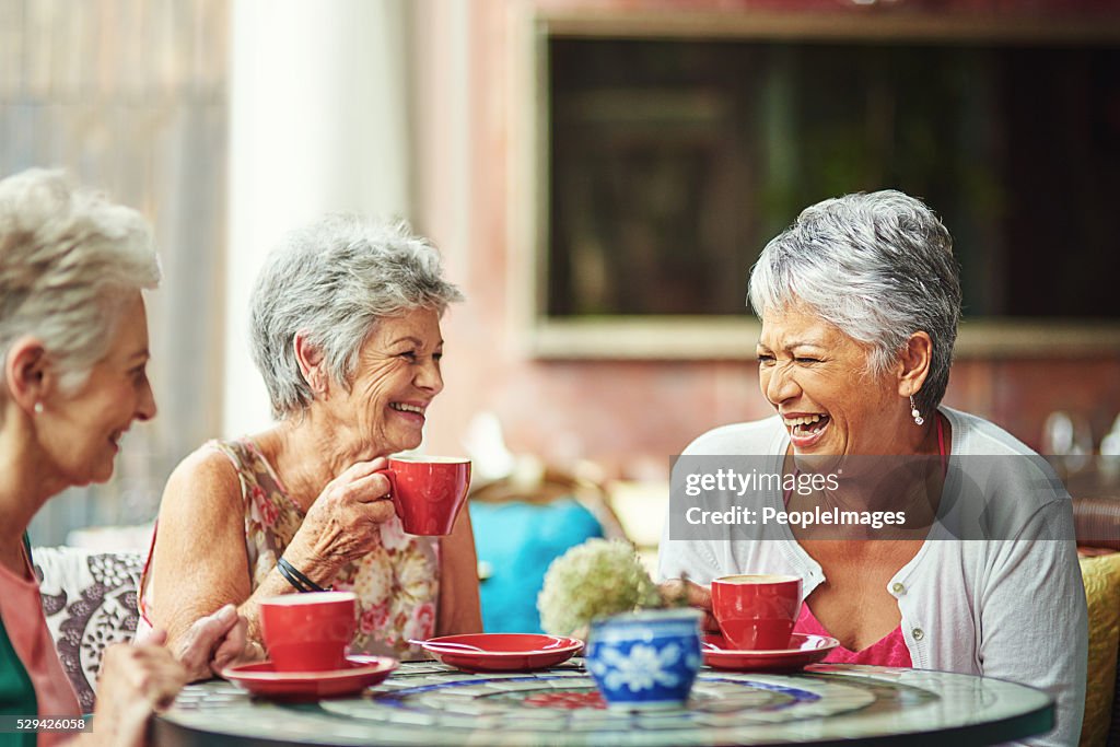 Lifelong friends catching up over coffee