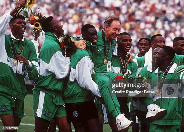 Finale NIG 2 ATLANTA 1996 am 3.8.96, NIGERIA - TEAM Jubel GOLD Medaille