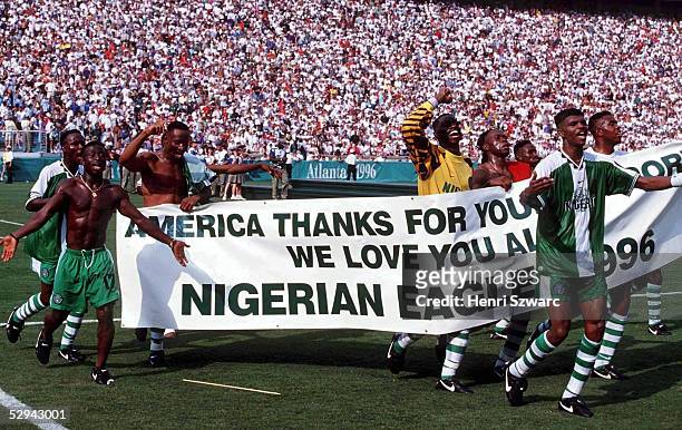Finale NIG 2 ATLANTA 1996 am 3.8.96, NIGERIA - TEAM - Jubel