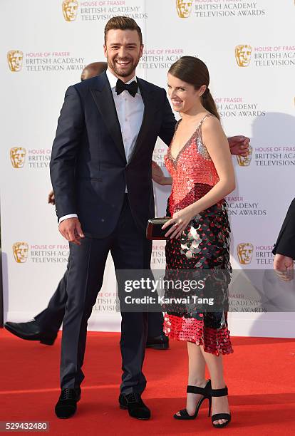 Justin Timberlake and Anna Kendrick arrive for the House Of Fraser British Academy Television Awards 2016 at the Royal Festival Hall on May 8, 2016...