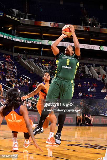 Markeisha Gatling of Seattle Storm shoots the ball during the game against the Phoenix Mercury on May 8, 2016 at the Talking Stick Resort Arena in...