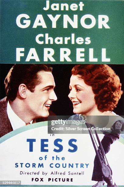 Poster for Alfred Santell's 1932 drama film 'Tess Of The Storm Country', starring Janet Gaynor and Charles Farrell.