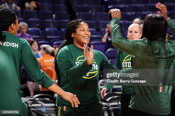 Markeisha Gatling of Seattle Storm gets introduced before the game against the Phoenix Mercury on May 8, 2016 at the Talking Stick Resort Arena in...