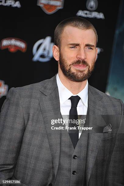 Actor Chris Evans arrives at the world premiere of The Avengers held at the El Capitan Theater in Hollywood.