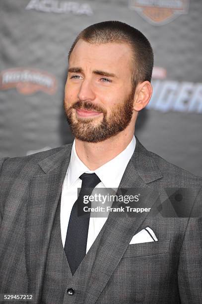 Actor Chris Evans arrives at the world premiere of The Avengers held at the El Capitan Theater in Hollywood.