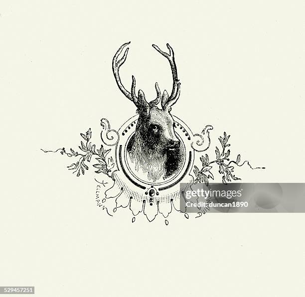 la fontaine's fables - the stag - woodcut stock illustrations