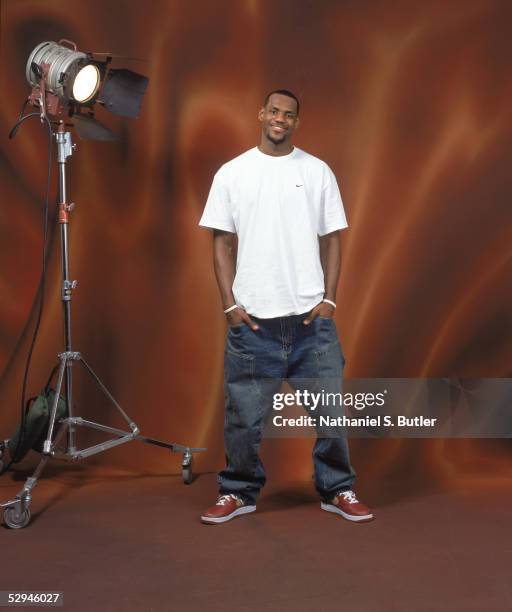 LeBron James of the Cleveland Cavaliers poses for a NBA All-Star portrait on February 18, 2005 in Denver, Colorado. NOTE TO USER: User expressly...