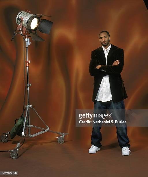 Kobe Bryant of the Los Angeles Lakers poses for a NBA All-Star portrait on February 18, 2005 in Denver, Colorado. NOTE TO USER: User expressly...