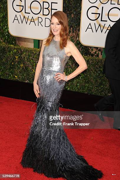 Actress Julianne Moore arrives at the 72nd Annual Golden Globe Awards held at the beverly Hilton Hotel.