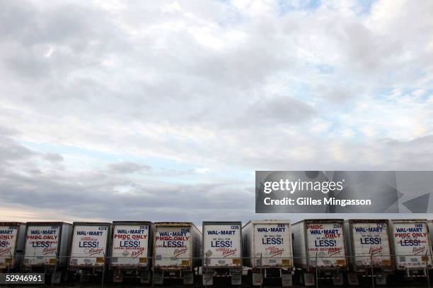 Some of Wal-Mart's 38,000 trailers are being used for storage on March 17, 2005 in Bentonville, Arkansas. Wal-Mart shipping system, perhaps the best...