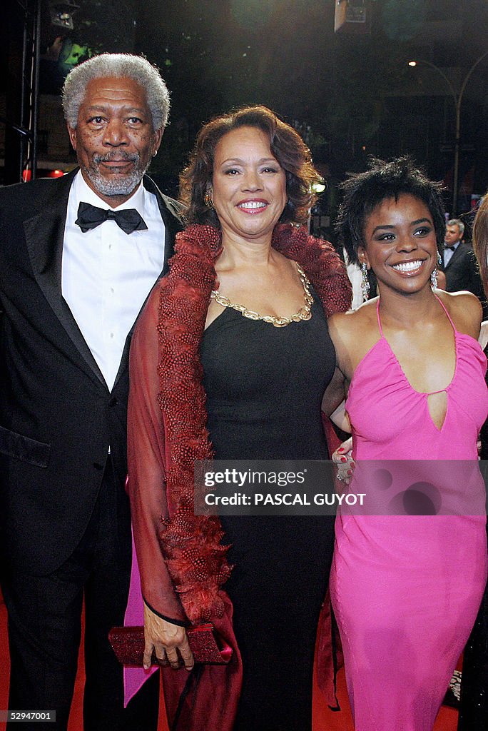 US actor Morgan Freeman, his wife Myrna Colley-Lee and daughter Deena