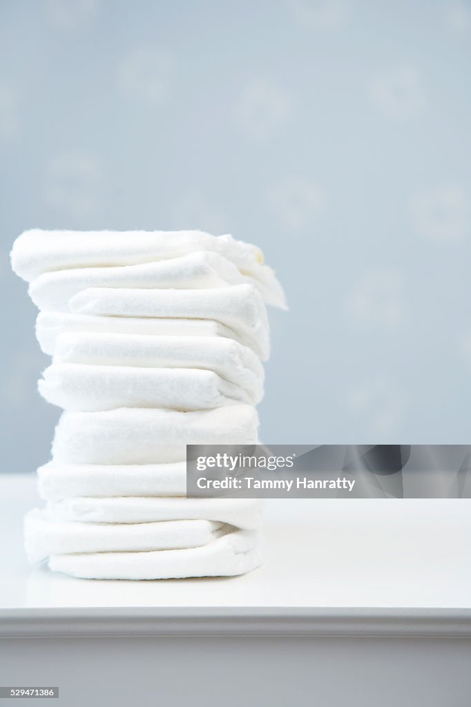 Clean Diaper Stack Stack Of Clean Diapers High-Res Stock Photo - Getty Images
