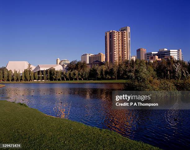 festival centre and offices along river torrens, adelaide - adelaide festival centre bildbanksfoton och bilder