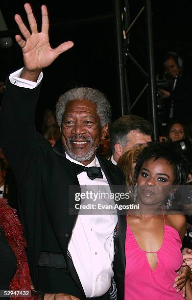 Actor Morgan Freeman and his daughter Deena Freeman attend the screening of "Sin City" at the Grand Theatre during the 58th International Cannes Film...