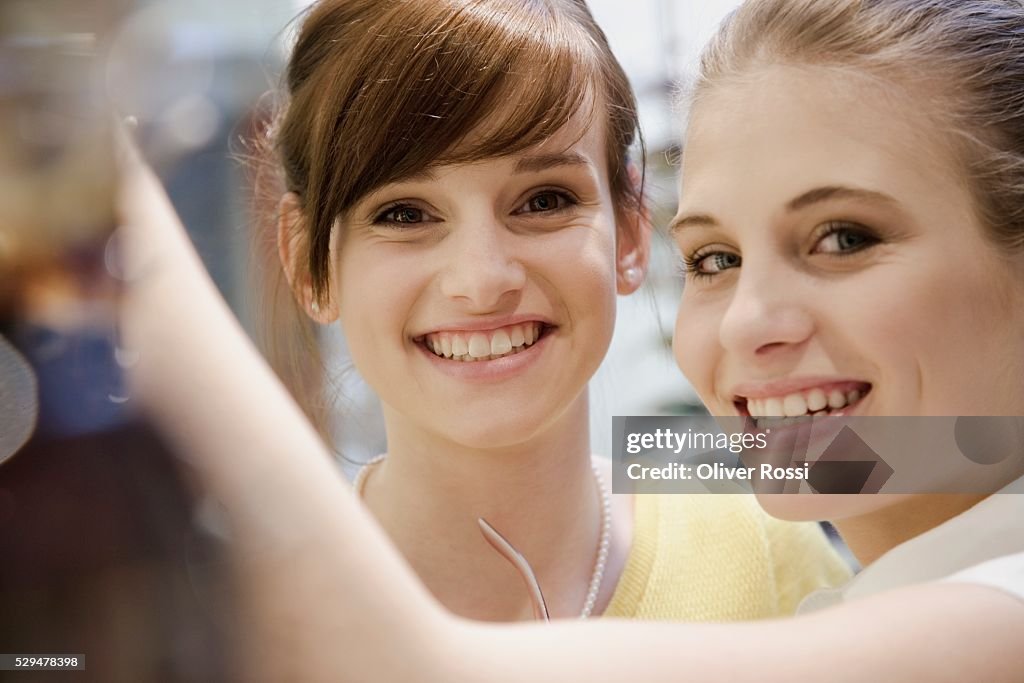 Teen girls in shopping center