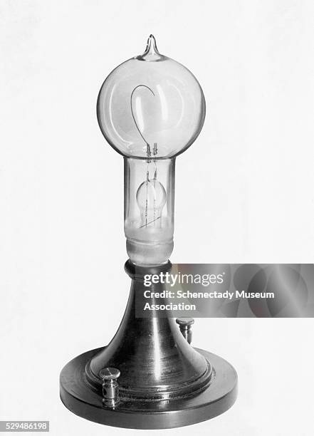 Replica of the first commercially used electric light, developed by Thomas Edison.