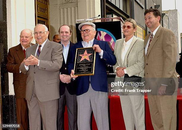 Don Rickles, Johnny Grant , Bob Newhart and LeRon Grubler with Pierre Cossette and his wife attend the Star ceremony honoring him on the Hollywood...