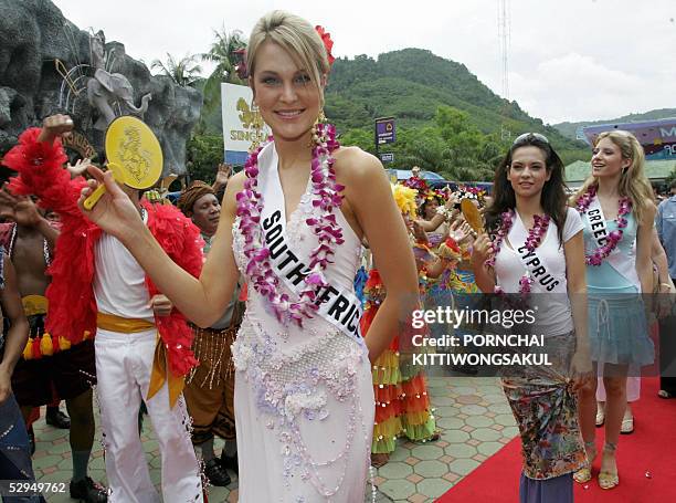Miss South Africa Universe 2005 Claudia Henkel , Miss Cyprus Universe 2005 Elena Hadjidemetriou and Miss Greece Universe 2005 Evangelia Aravani...