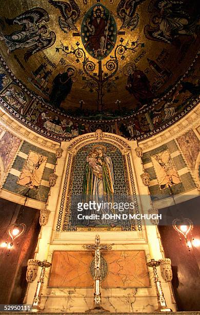 Fresco of the Virgin Mary with child is seen in the Chapel of the Blessed Virgin Mary in Westminister Cathedral in London, 19 May 2005. Roman...