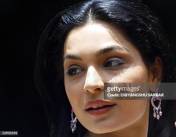 File photo taken 05 May 2005 in Bangalore shows Pakistani actress Meera as she poses for photographers before a press conference in Bangalore. Meera...