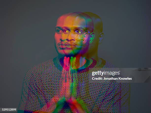 multiple exposure portrait a dark skinned male - multiple exposure stock pictures, royalty-free photos & images