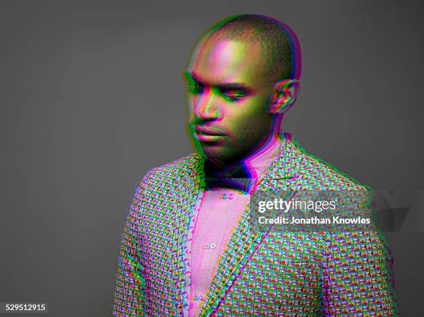 Multiple exposure,dark skinned male,looking down