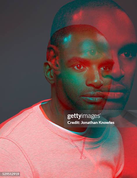 dark skinned male,multiple exposure, side - brown eyes reflection stock pictures, royalty-free photos & images