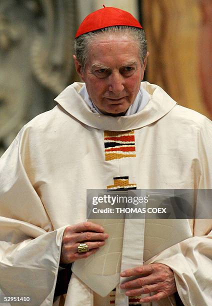 Italian Cardinal Carlo Maria Martini arrives for a mass celebrated by Cardinal Jorge Arturo Medina Estevez of Chile in St Peter's Basilica at the...