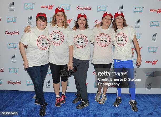 Megan Cavanagh, Freddie Simpson, Patti Pelton, Tracy Reiner and Anne Ramsay, Cast From "A League Of Their Own" attend "A League Of Their Own" event...