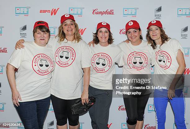 Megan Cavanagh, Freddie Simpson, Patti Pelton, Tracy Reiner and Anne Ramsay, Cast From "A League Of Their Own" attend "A League Of Their Own" event...