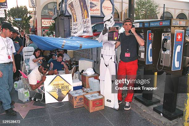 These fans will camp out on Hollywood Blvrd. Until July to be the first to see the new 'Star Wars'.