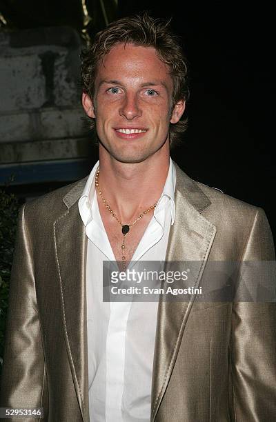 Formula One driver Jenson Button arrives at Naomi Campbell's Le Carnival D'Or party at VIP Terraces, Palm Beach during the 58th International Cannes...