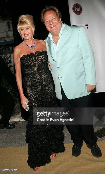 Ivana Trump and Massimo Gargia arrive at Naomi Campbell's Le Carnival D'Or party at VIP Terraces, Palm Beach during the 58th International Cannes...