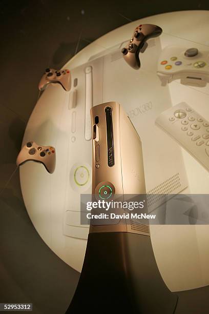 An XBox 360 game console is displayed in the Microsoft Corp. Exhibit area at the 11th annual Electronic Entertainment Expo on May 19, 2005 in Los...