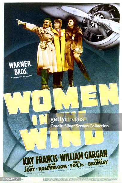 Poster for John Farrow's 1939 aviation film 'Women In The Wind', starring Kay Francis and William Gargan.