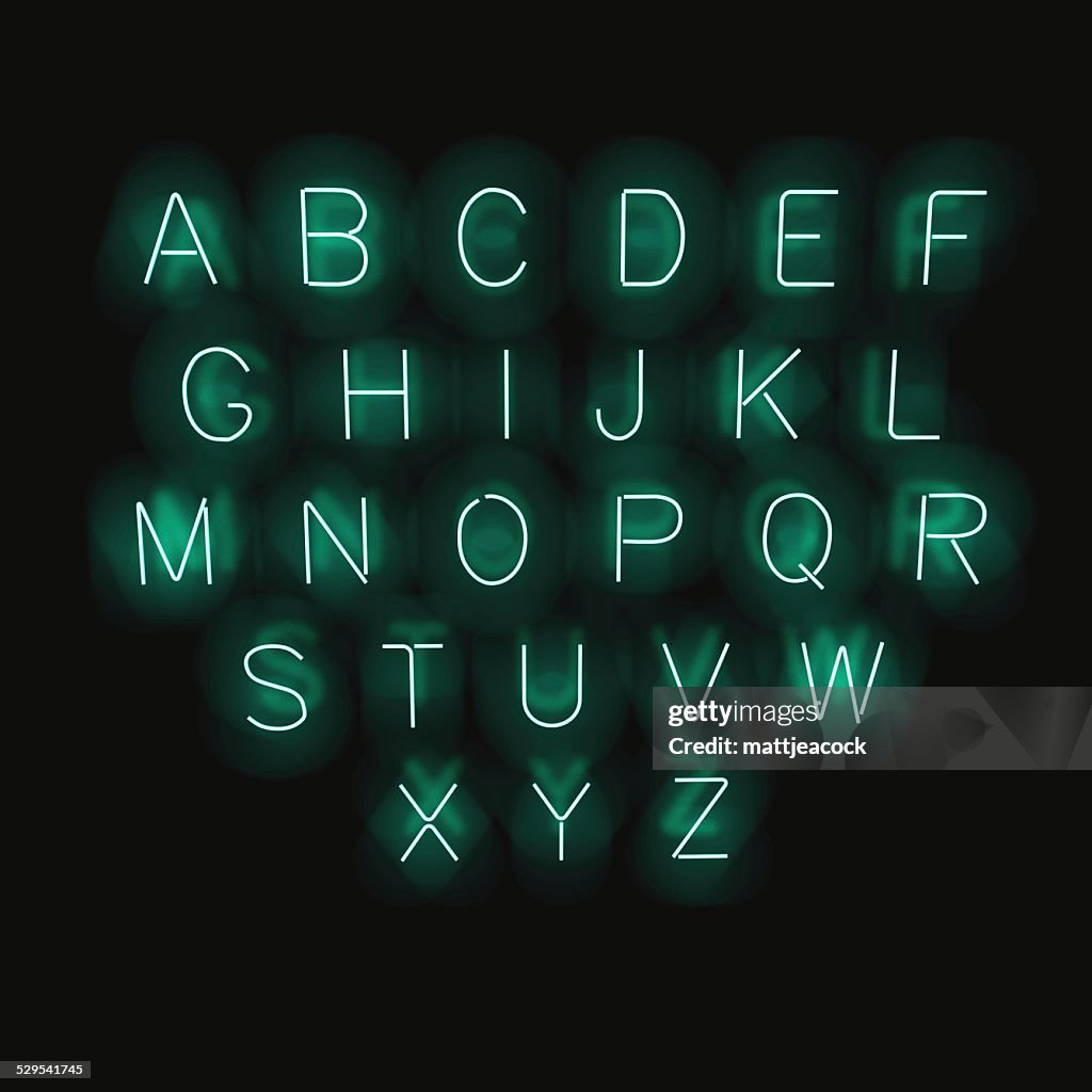 Neon capital letter alphabet