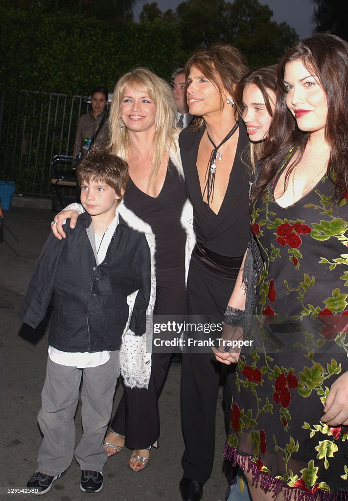Steven Tyler son Taj wife Teresa daughters Chelsea and Mia, WireImage