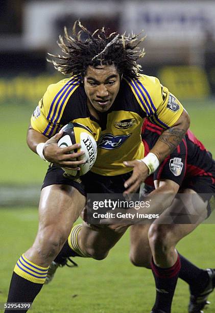 Ma'a Nonu of the Hurricanes in action during the Super 12 semi-final match between the Crusaders and the Hurricanes at Jade Stadium May 20, 2005 in...