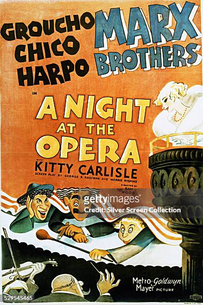 Poster for Sam Wood's 1935 Marx Brothers comedy 'A Night At The Opera'.