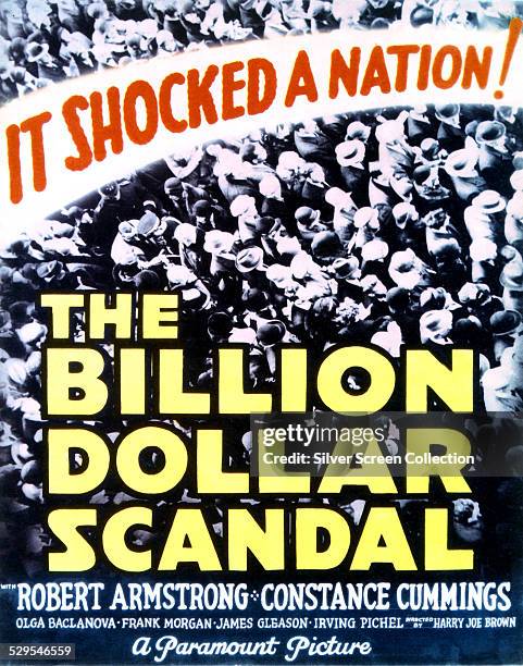 Poster for Harry Joe Brown's 1933 crime drama, 'Billion Dollar Scandal', starring Robert Armstrong and Constance Cummings.