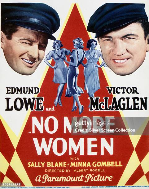 Poster for Albert S. Rogell's 1934 adventure film 'No More Women', starring Edmund Lowe and Victor McLaglen.