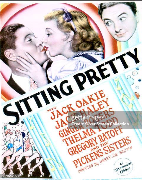 Poster for Harry Joe Brown's 1933 musical comedy 'Sitting Pretty', starring Jack Oakie, Ginger Rogers and Jack Haley.