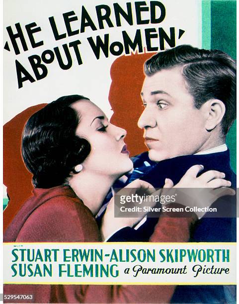 Poster for Lloyd Corrigan's 1933 comedy, 'He Learned About Women', starring Susan Fleming and Stuart Erwin.