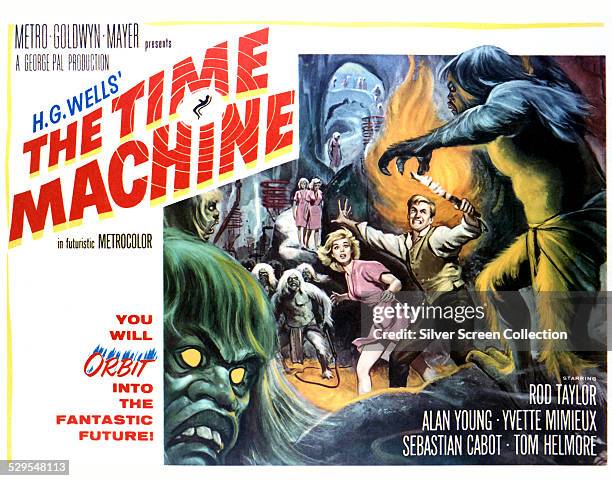 Poster for George Pal's 1960 science fiction film 'The Time Machine', starring Rod Taylor and Yvette Mimieux.