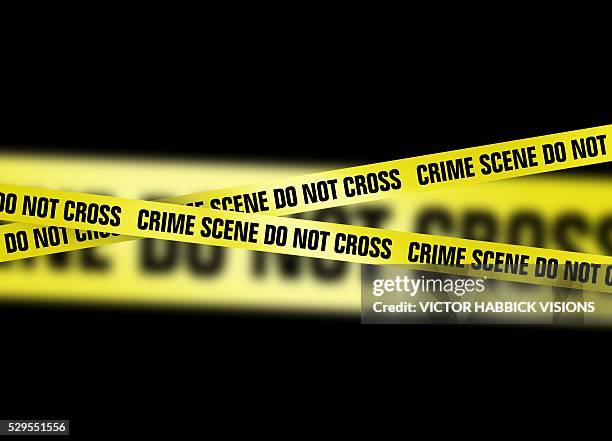 crime scene tape, artwork - absperrband stock-fotos und bilder